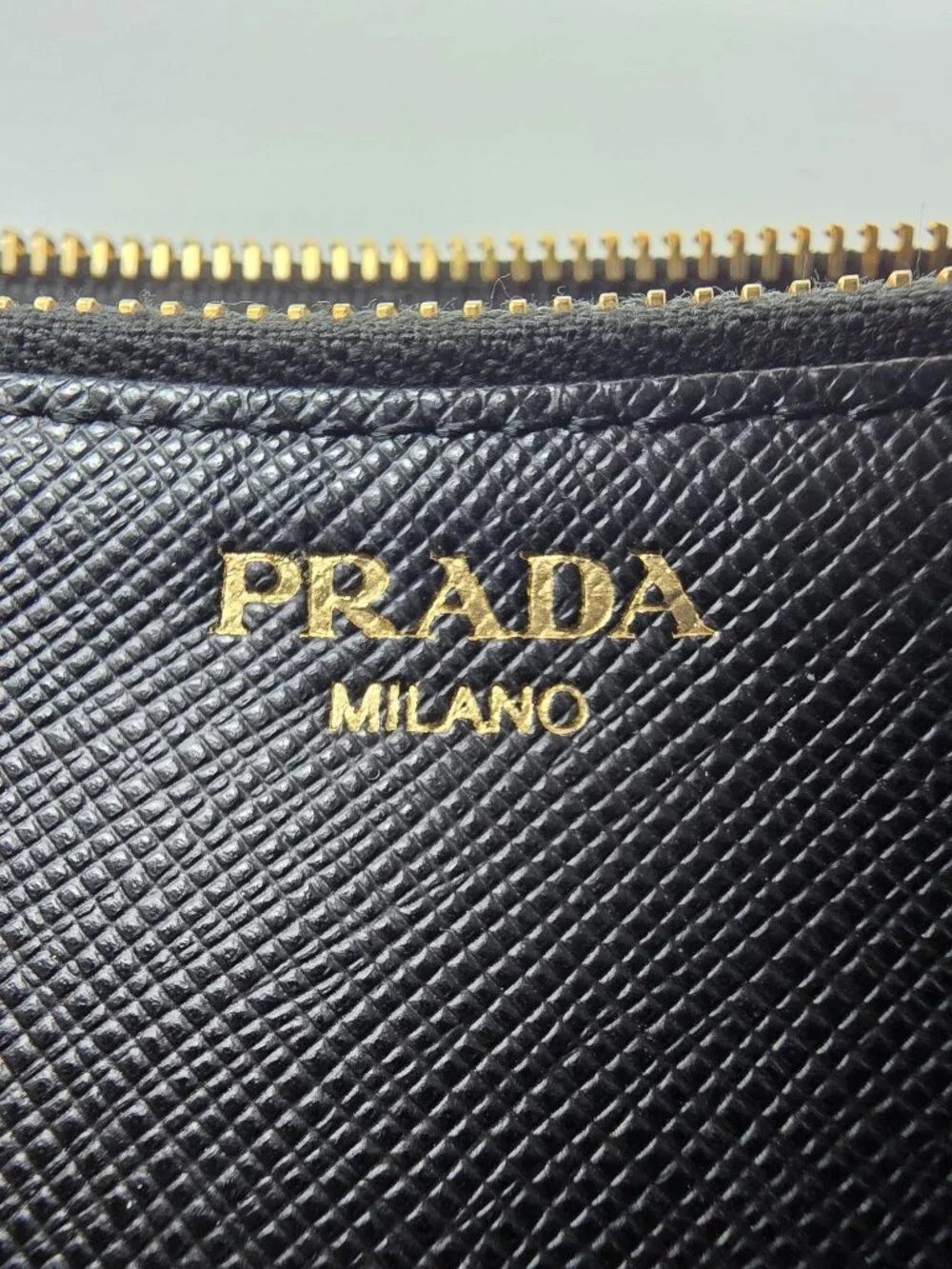 Authentic Prada Black Saffiano Leather Zip-Around Wallet